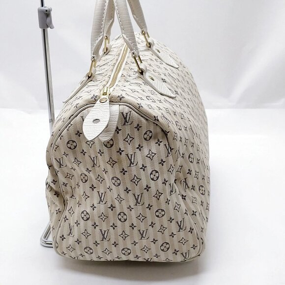 Authentic Louis Vuitton Speedy 30 White Monogram Mini lin Hand Bag mn840-112925 - Picture 4 of 16